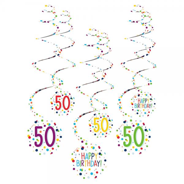 Hengende Swirls 50 r Confetti Birthday