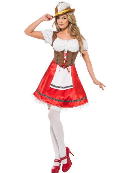 Oktoberfest Tyrolerkjole Rdt Kostyme