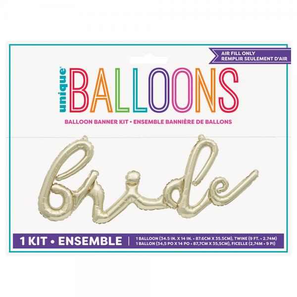 Ballong Banner Bride Metallic Gull