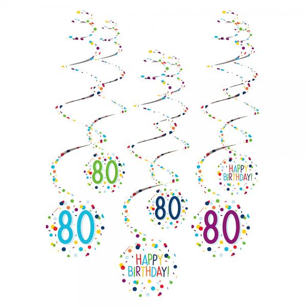 Hengende Swirls 80 r Confetti Birthday