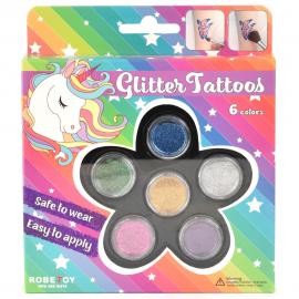 Glitter Tatovering Kit 6 Farger