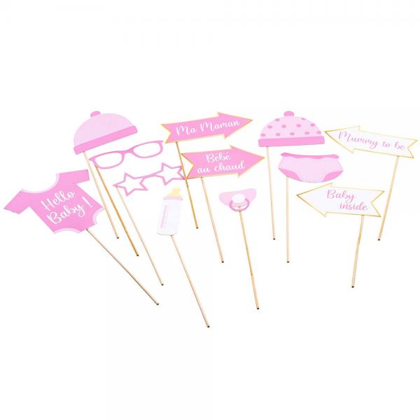 Baby Shower Girl Fotoprops 11-pakning