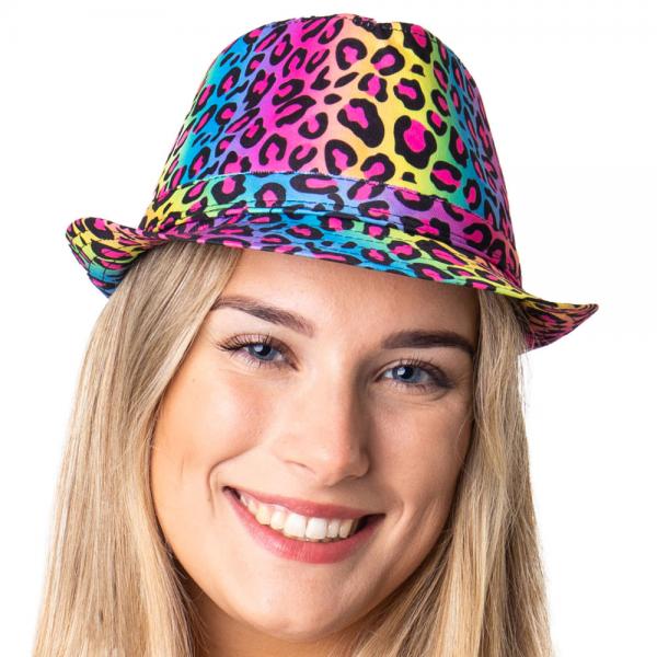 Trilby Hatt Regnbue Leopard