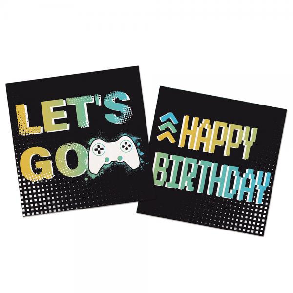 Engangsservietter Happy Birthday Gamer 33 cm 20-pakning