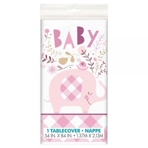 Babyshower Plastduk Elefant Rosa