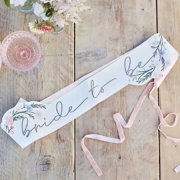 Bride To Be Ordensbnd med Blomster