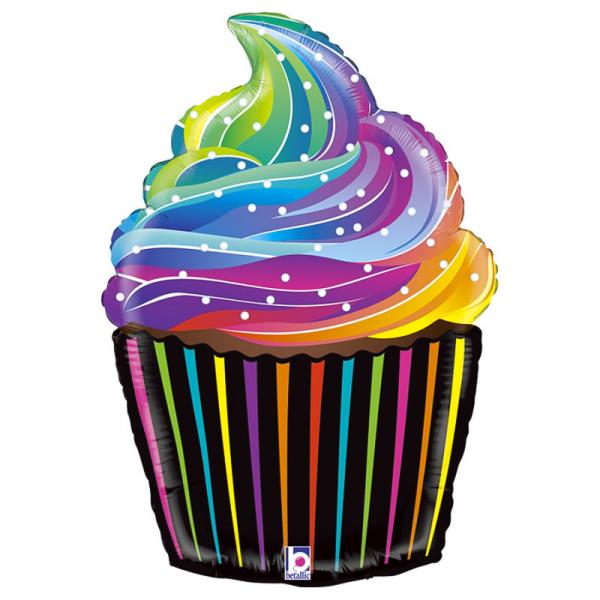 Cupcake Folieballong Flerfarget