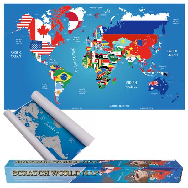 Scratch World Map Flagg