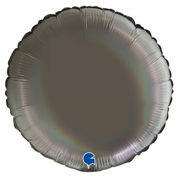 Rund Folieballong Holografisk Platinum Gr