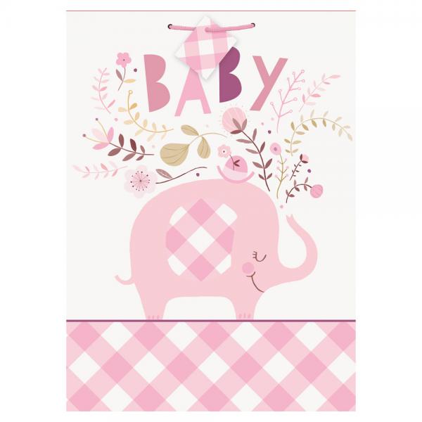 Babyshower Gavepose Elefant Rosa