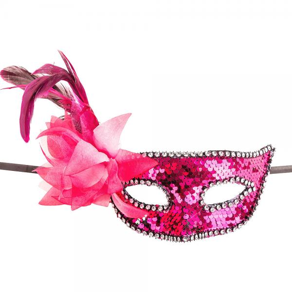 Venetiansk Maske Paljetter Rosa