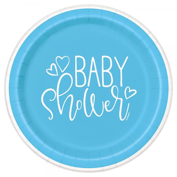 Baby Shower Papptallerkener Lysebl