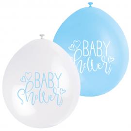 Baby Shower Ballonger Blå og Hvite