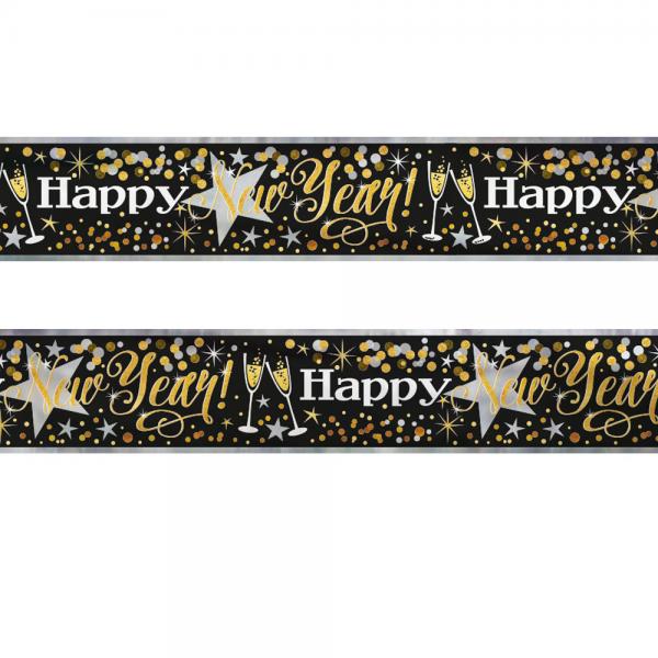 Happy New Year Banner Svart