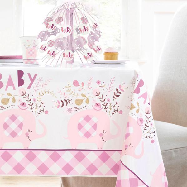 Babyshower Gavepapir Elefant Rosa