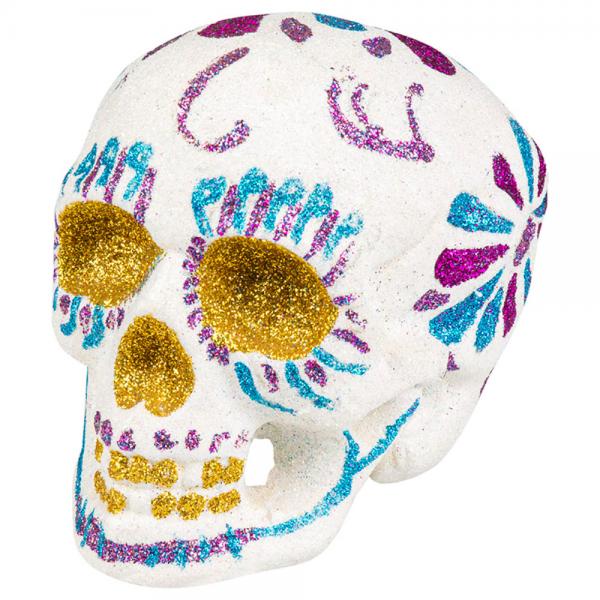 Glitrende Sugar Skull Pynt Hvit