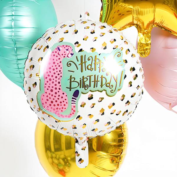 Folieballong Happy Birthday Leopard