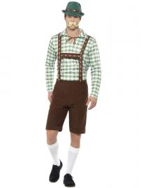 Oktoberfest Lederhosen Kostyme Grønt & Brunt X-Large