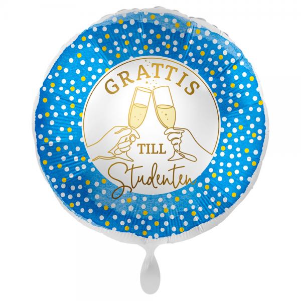 Grattis Till Studenten Ballong Dotty Blue