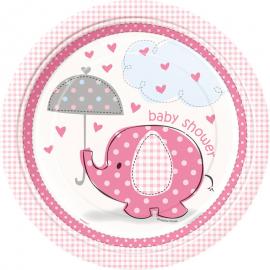 Baby Shower Girl Papptallerkener Umbrellaphant