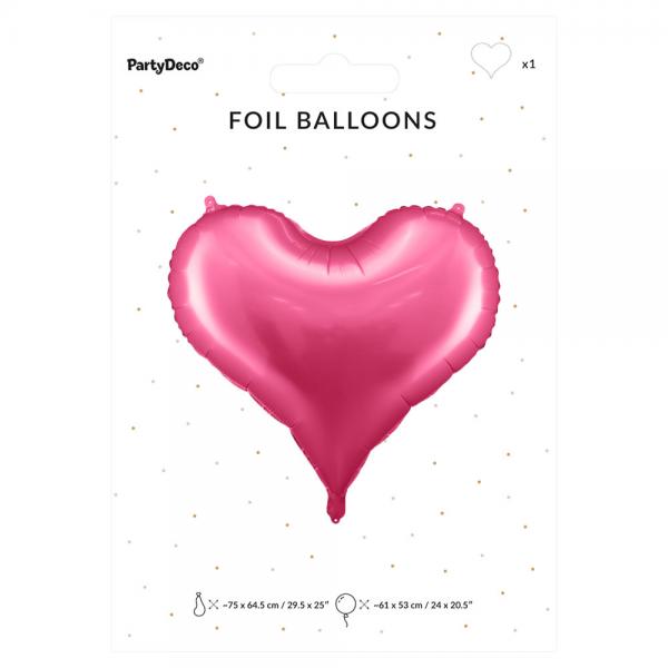 Stor Hjerteformet Ballong Satin Rosa