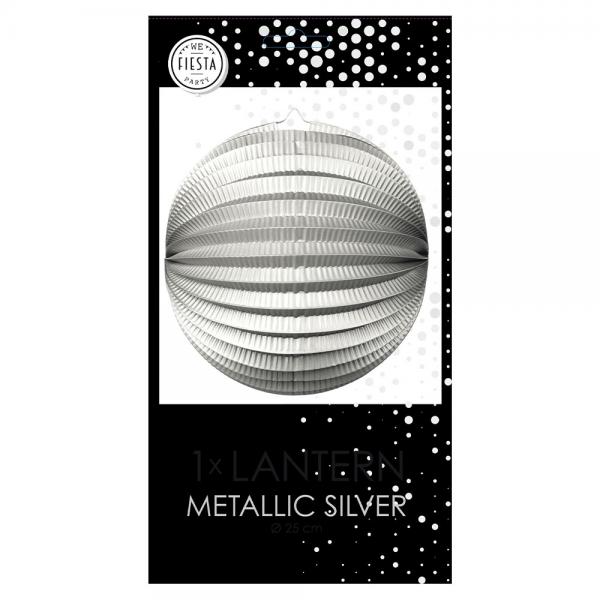 Papirlampe Rund Metallic Silver