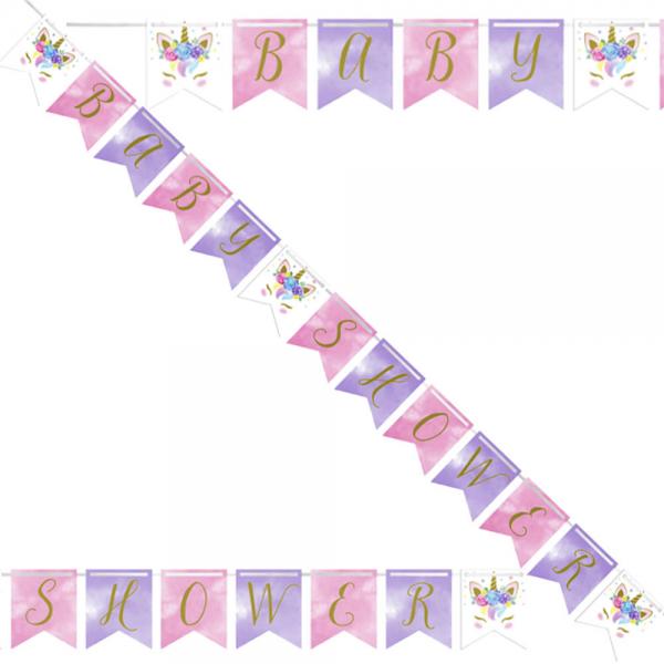 Baby Shower Flaggirlander Unicorn Baby