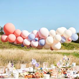 Ballongbue Sett Rosa/Kornblå/Fersken