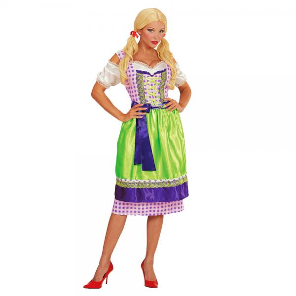 Oktoberfest Dirndl Kjole Lilla og Grnn