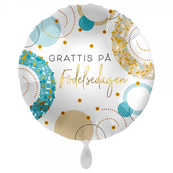 Grattis p Fdelsedagen Ballong Golden Blue