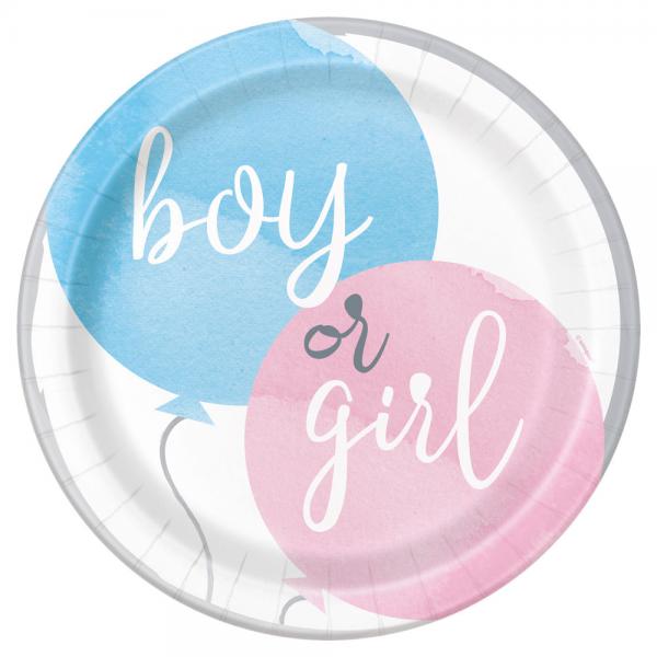 Boy or Girl Papptallerkener Bl & Rosa