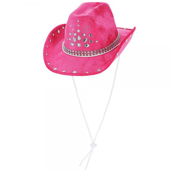 Cowboyhatt med Rhinestone Rosa