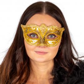 Glitter Halvmaske Gull 15 cm