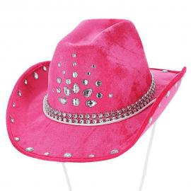 Cowboyhatt med Rhinestone Rosa