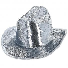 Cowboyhatt Paljetter Sølv