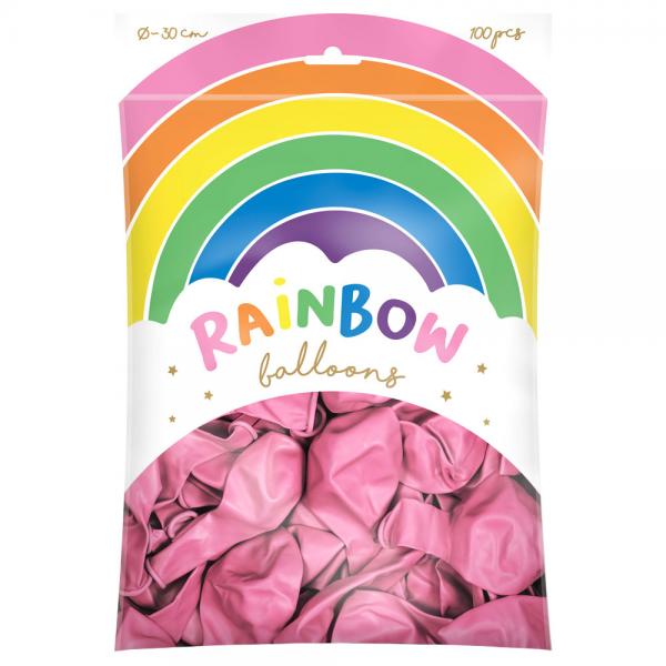 Rainbow Latexballonger Metallic Rosa 100-pakning