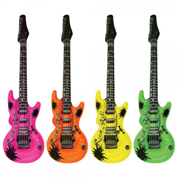 Stor Oppblsbar Gitar Neonfarget