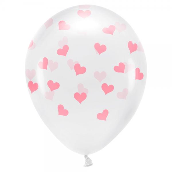 Transparente Ballonger med Rosa Hjerter