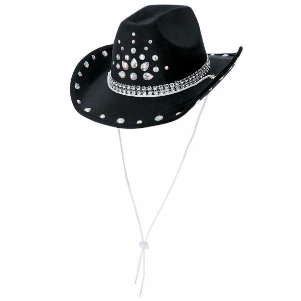 Cowboyhatt med Rhinestone Svart