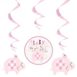 Babyshower Hengende Swirls Dekorasjoner Elefant Rosa