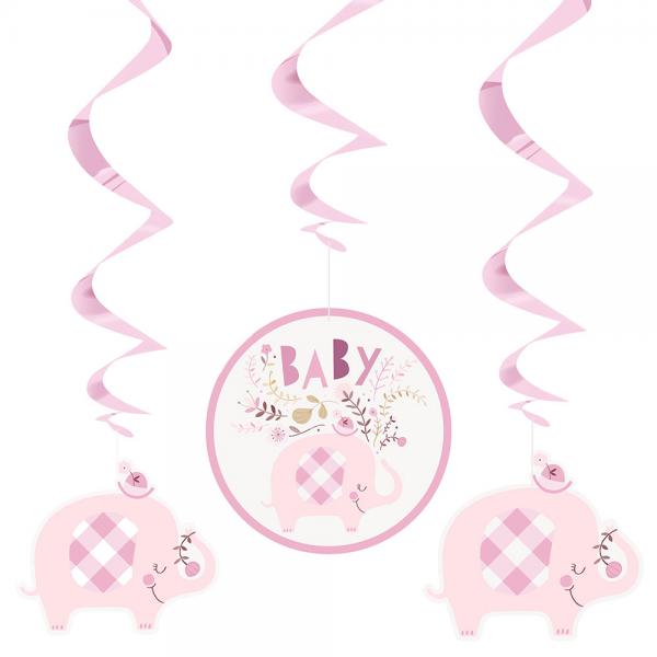 Babyshower Hengende Swirls Dekorasjoner Elefant Rosa