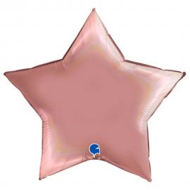 Stor Ballong Stjerne Holografisk Platinum Rosé