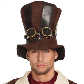 Brun Steampunk Hatt med Pilotbriller