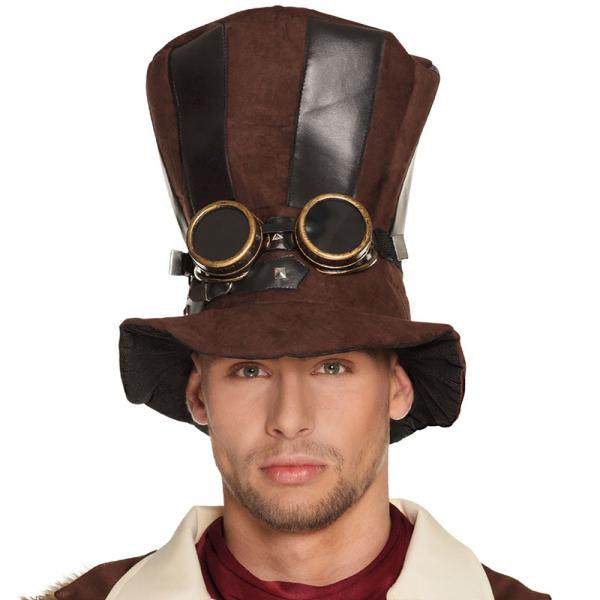 Brun Steampunk Hatt med Pilotbriller