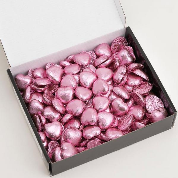 Sjokoladehjerter i Rosa Folie 1kg