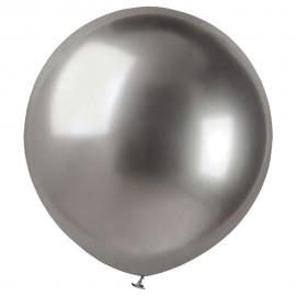 Store Runde Metall Grå Chrome Ballonger 25-pakning