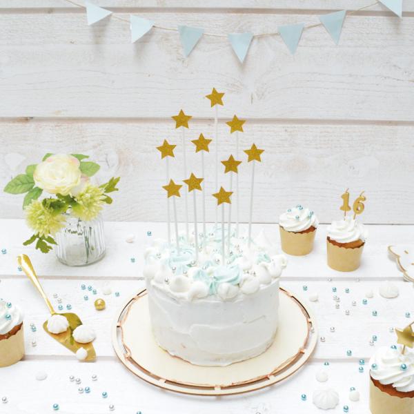 Cake Toppers Gull & Glitter Stjerner