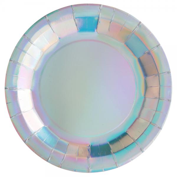 Papptallerkener Iridescent Silver