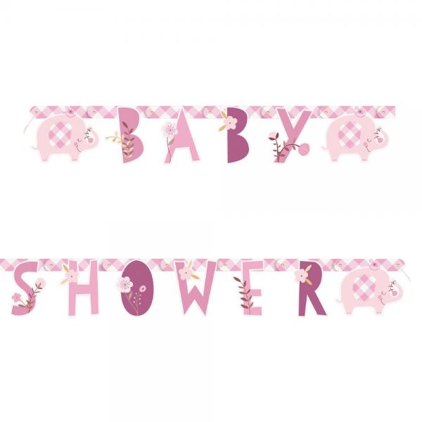 Babyshower Girlander Elefant Rosa