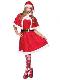 Little Miss Santa Kjole og Cape Plus Size